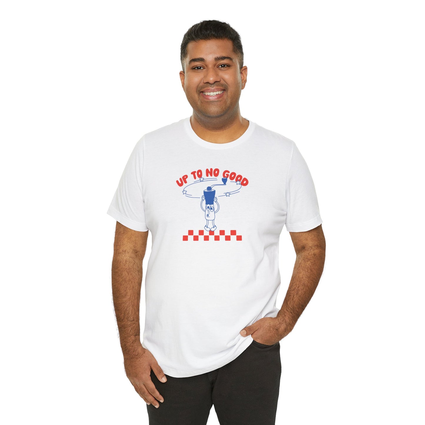 Grinder Goes Round and Round Adult T-Shirt (White)
